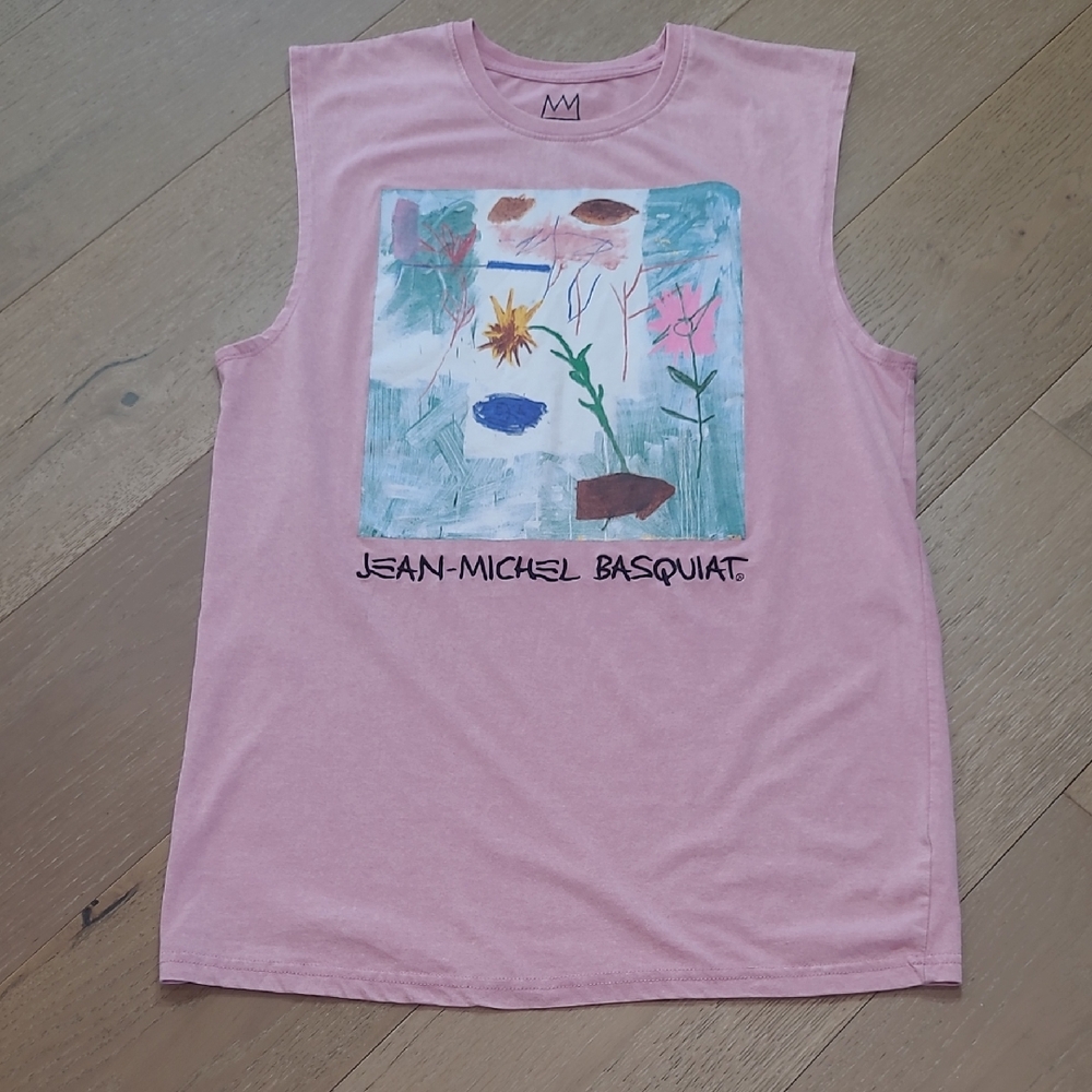 EUC Jean-Michel Basquiat Graphic Tank Top Men's sz S Floral Art Sleeveless Shirt